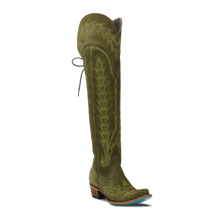 Lexington OTK Corset - Olive Suede Ladies Boot  Western Fashion by Lane