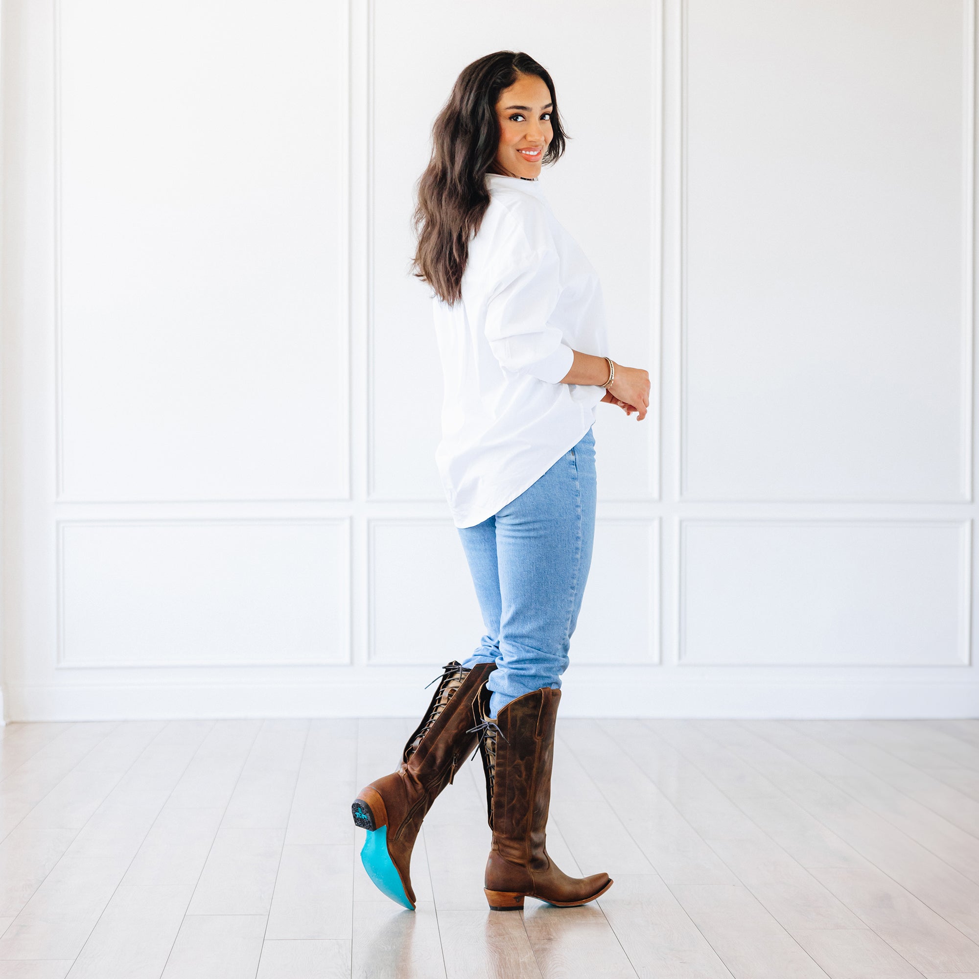 Olivia Jane Knee High Corset - Burnt Caramel Ladies Boot Western Fashion by Lane