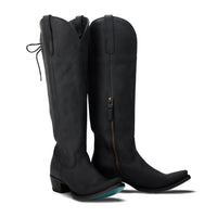 Olivia Jane Knee High Corset - Matte Black Ladies Boot  Western Fashion by Lane