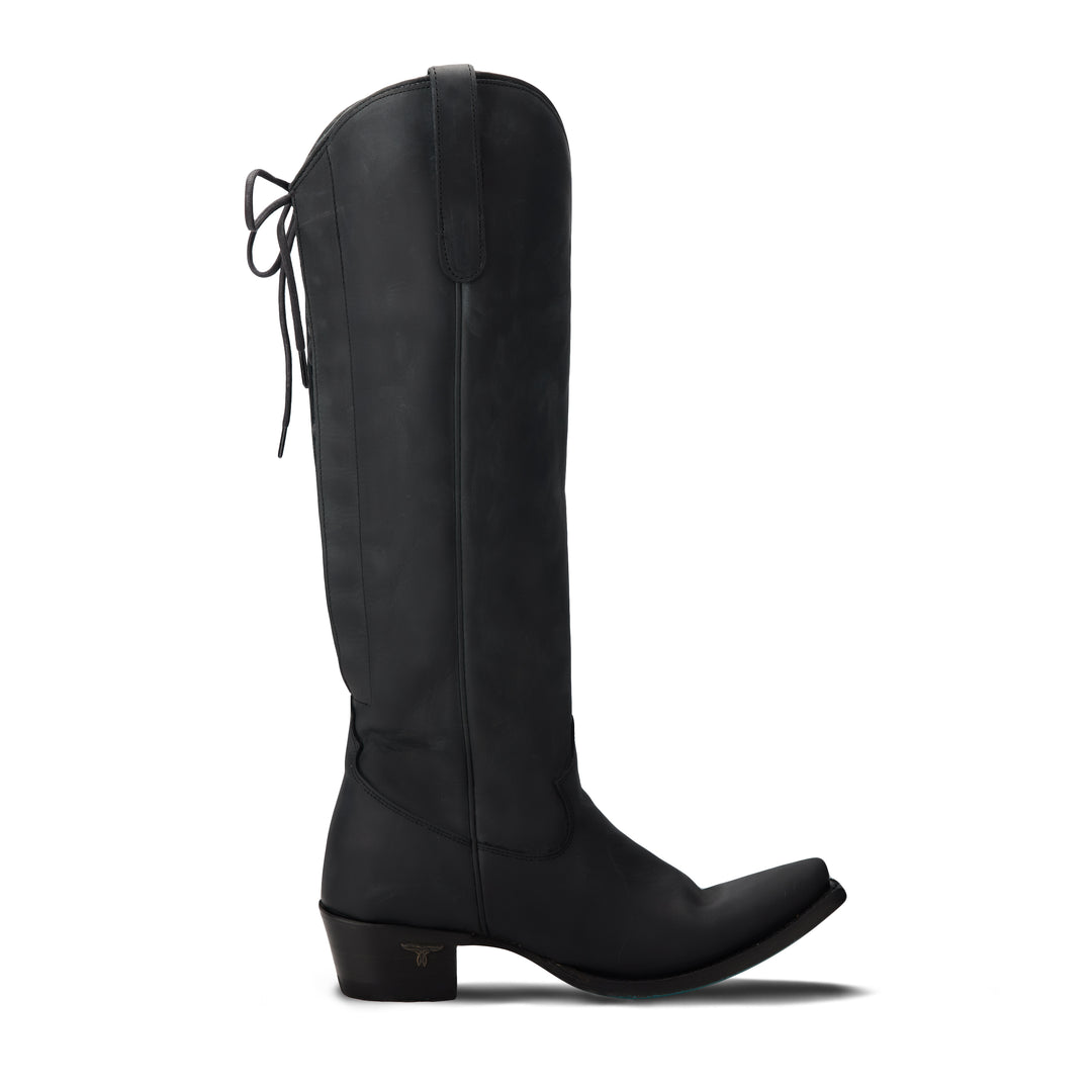 Olivia Jane Knee High Corset - Matte Black Ladies Boot  Western Fashion by Lane