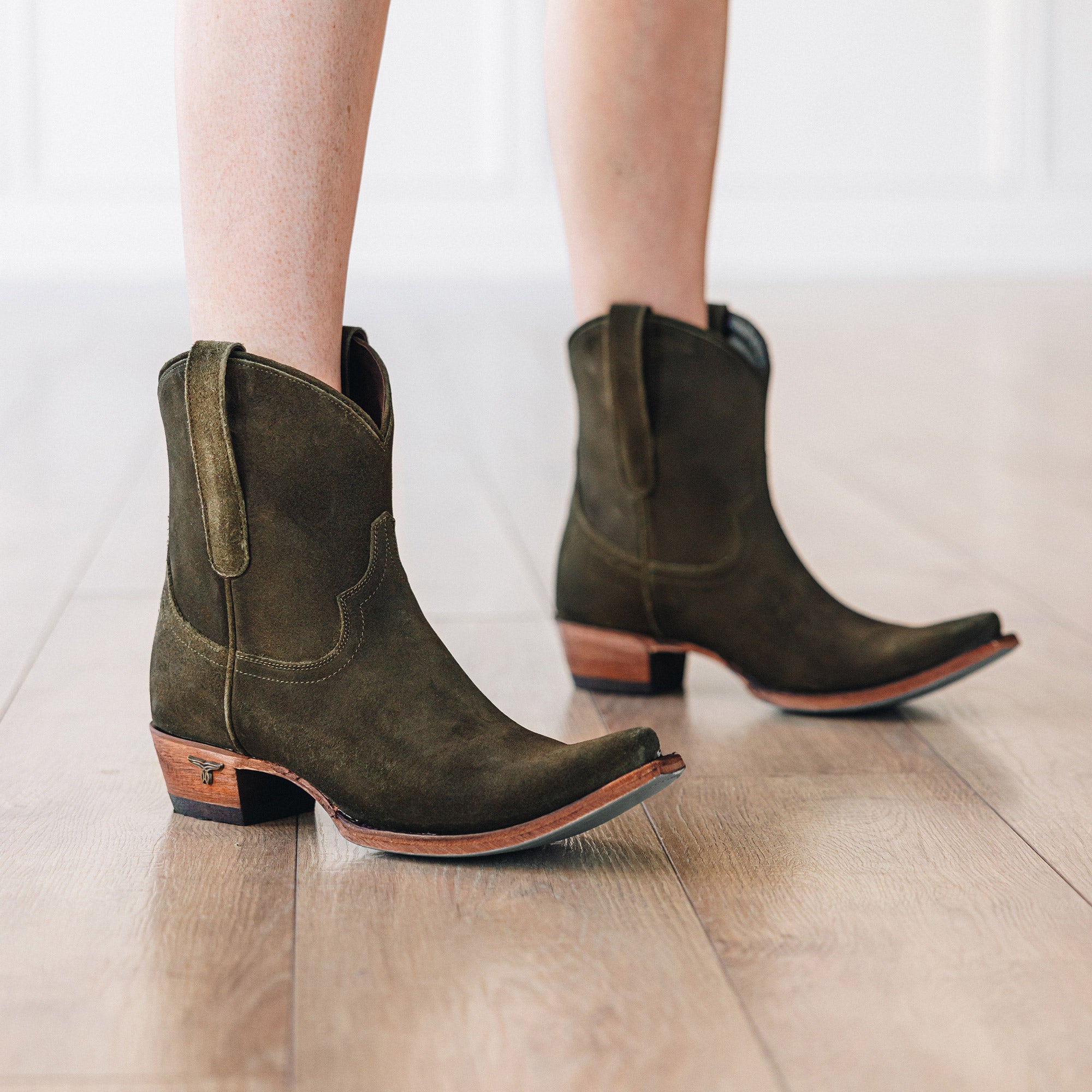 Emma Jane Bootie - Olive Suede Ladies Bootie Western Fashion by Lane