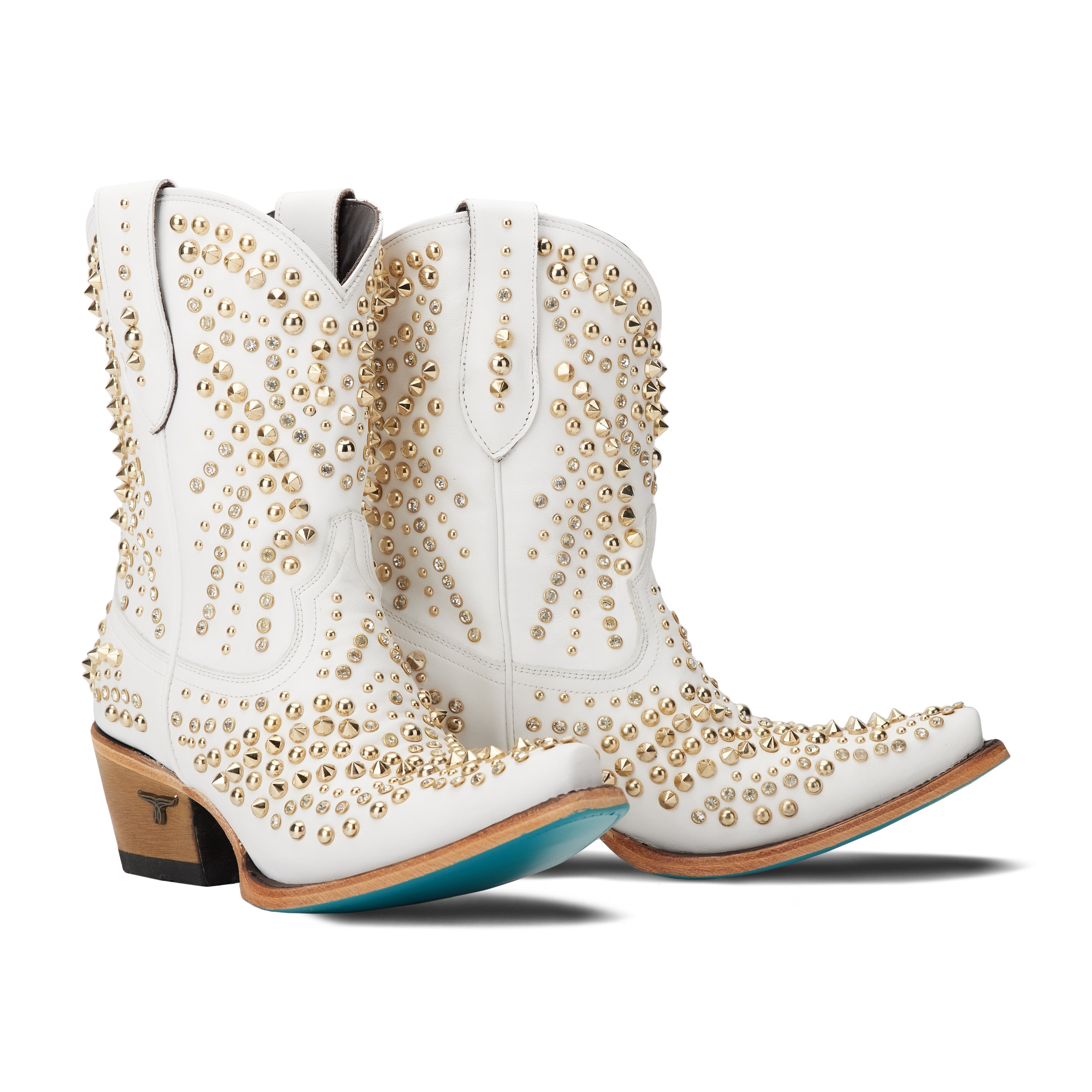 Dolly Bootie Women s White Studded Cowboy Western Bootie