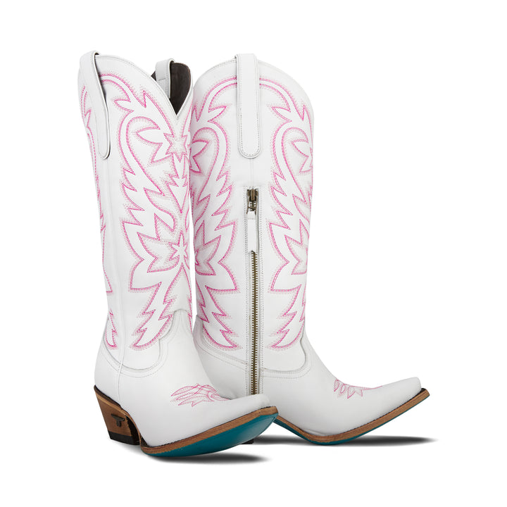 Smokeshow Boot - Matte White and Neon Pink