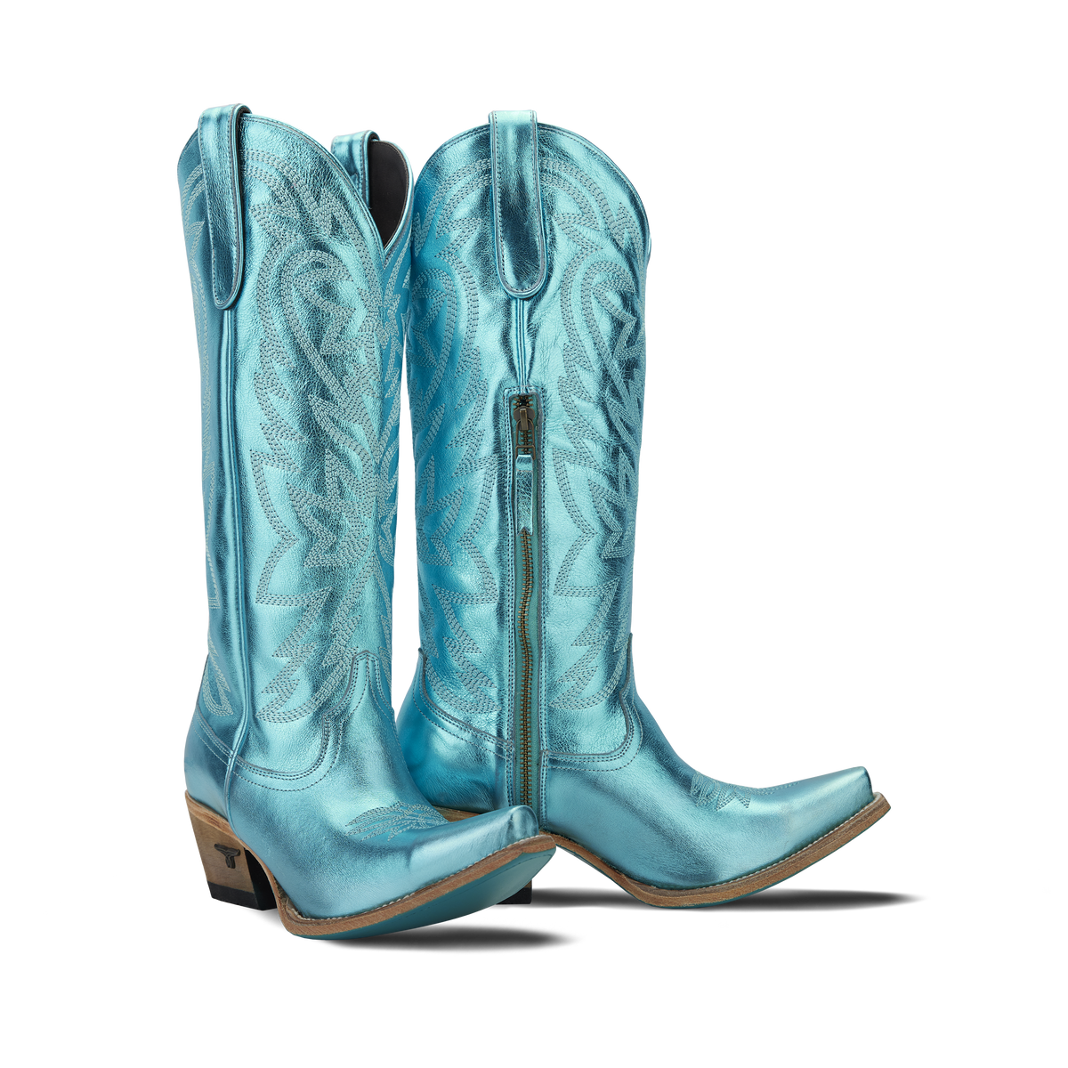 necocom　XS201 Smokeshow | Turquoise Metallic Cowgirl Boots Snip Toe Tall