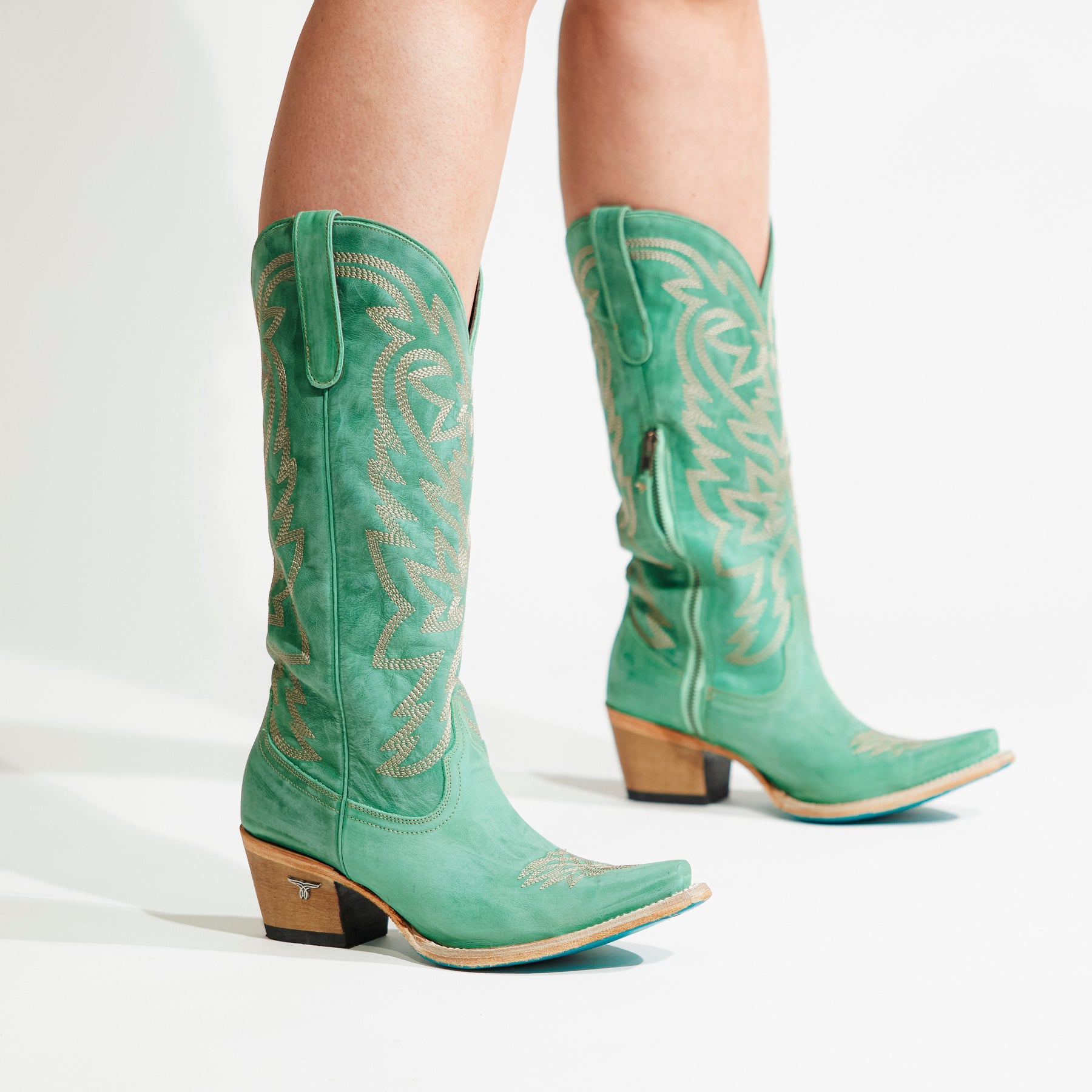 Smokeshow Taos Turquoise Cowgirl Boots Snip Toe Tall Fashion Stitch ...