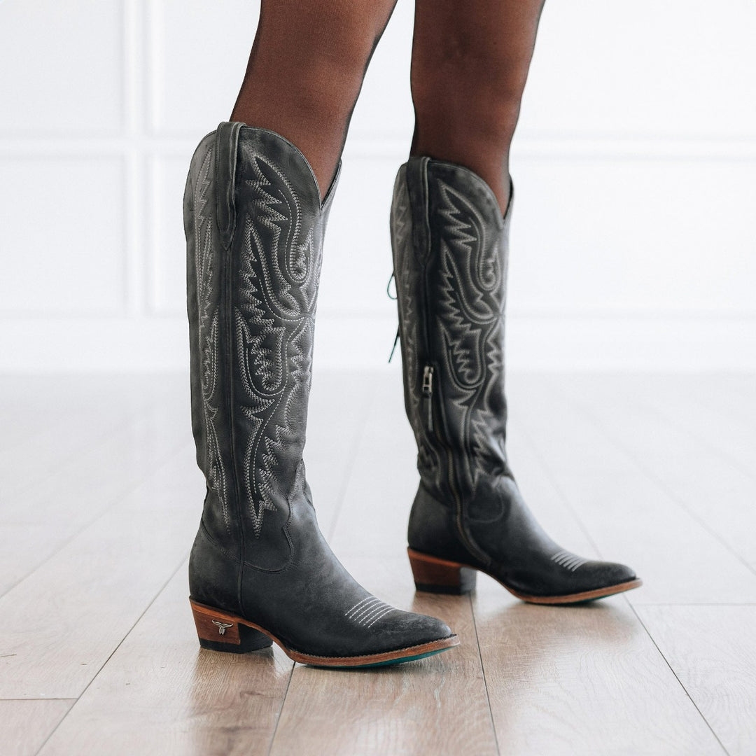 Smokeshow Boot  Women's Black Cowboy Boots Snip Toe Tall Fashion
