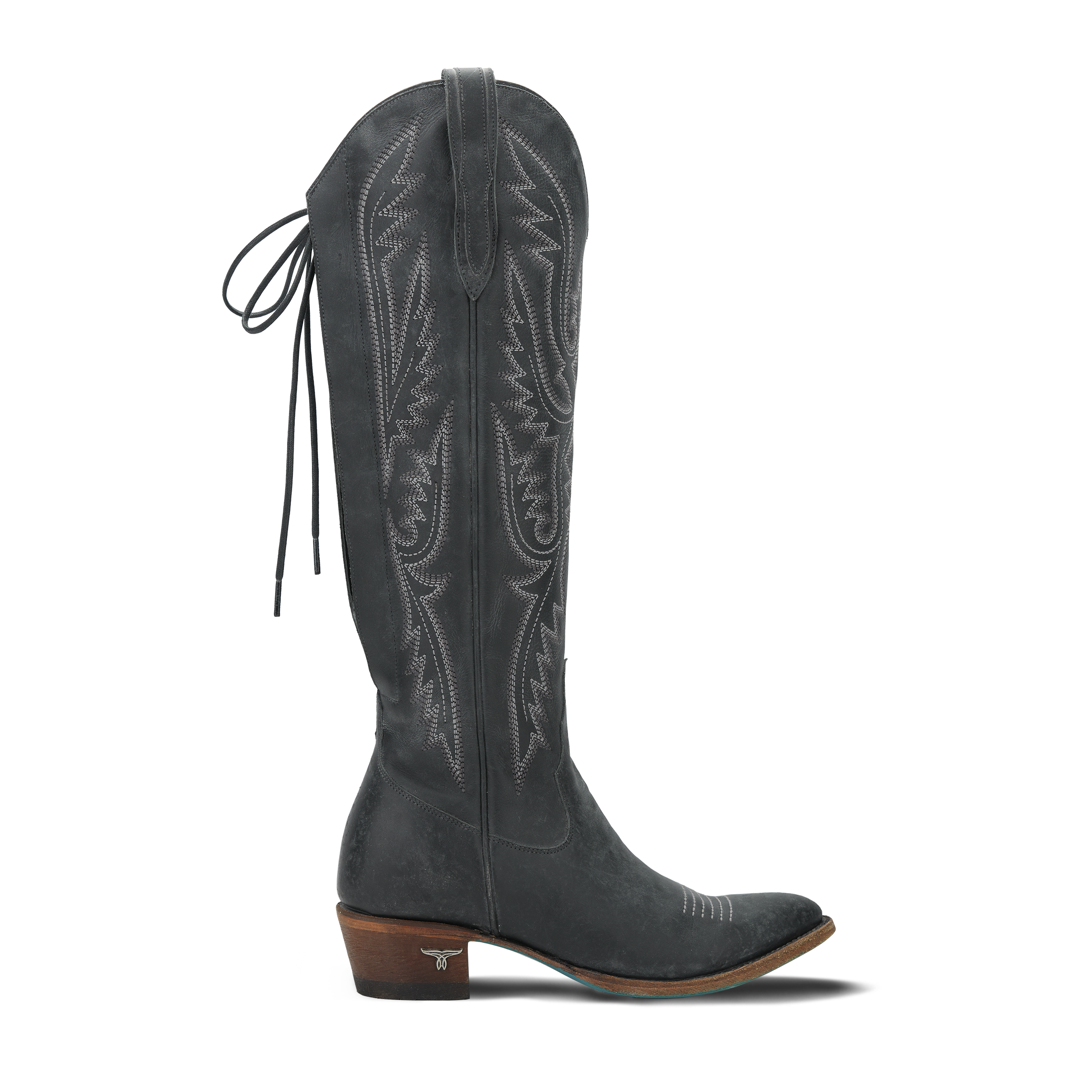 Monica Knee High Corset - Distressed Jet Black**FINAL SALE** Ladies Boot Western Fashion by Lane