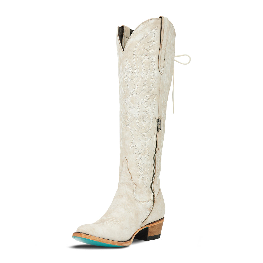 Monica Knee High Corset - Ceramic Crackle Ladies Boot  Western Fashion by Lane