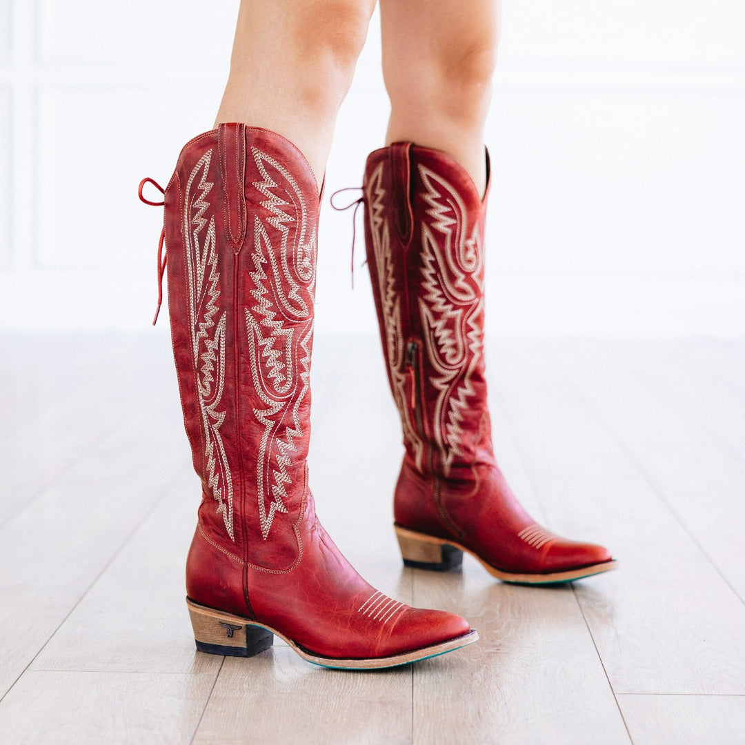 Monica just under the Knee Boot Round Toe Women's Red Cowboy Boots
