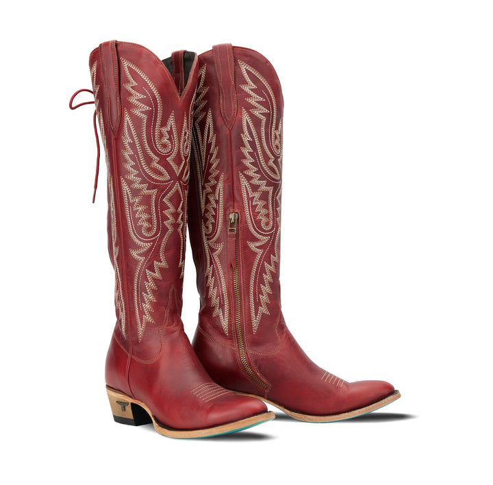 Monica Knee High Corset - Smoldering Ruby Ladies Boot Western Fashion by Lane