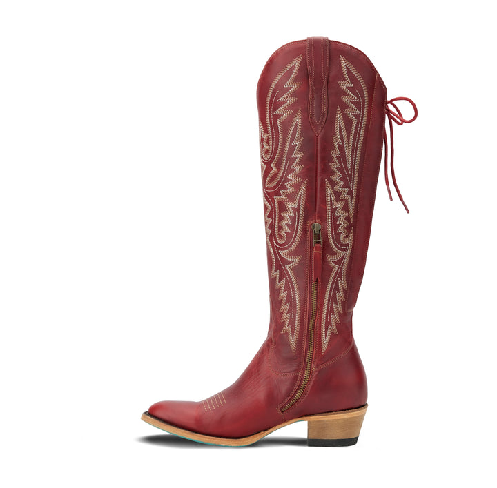 Monica Knee High Corset - Smoldering Ruby Ladies Boot Western Fashion by Lane