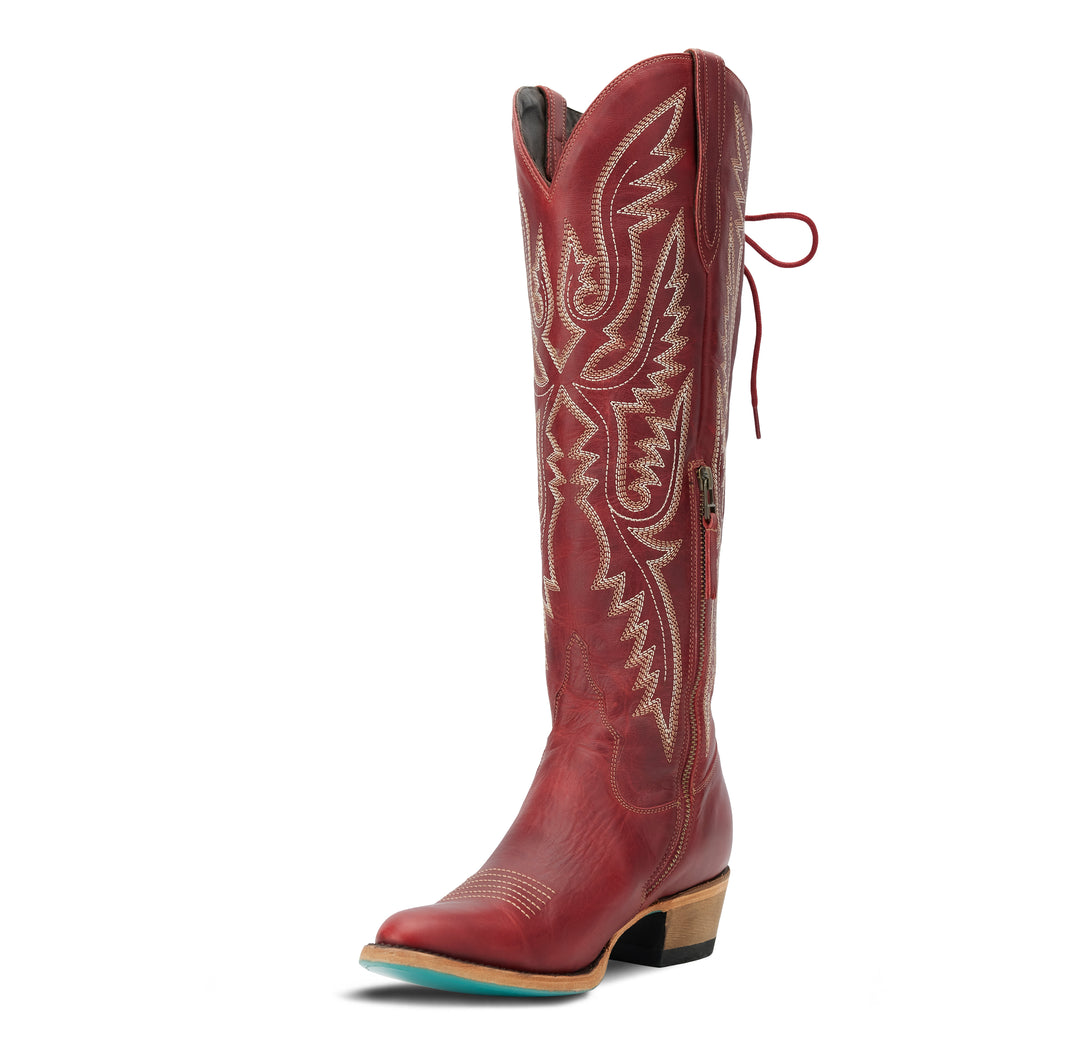 Monica Knee High Corset - Smoldering Ruby Ladies Boot Western Fashion by Lane