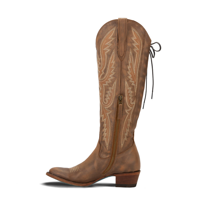 Monica Knee High Corset - Oiled Saddle Ladies Boot Western Fashion by Lane