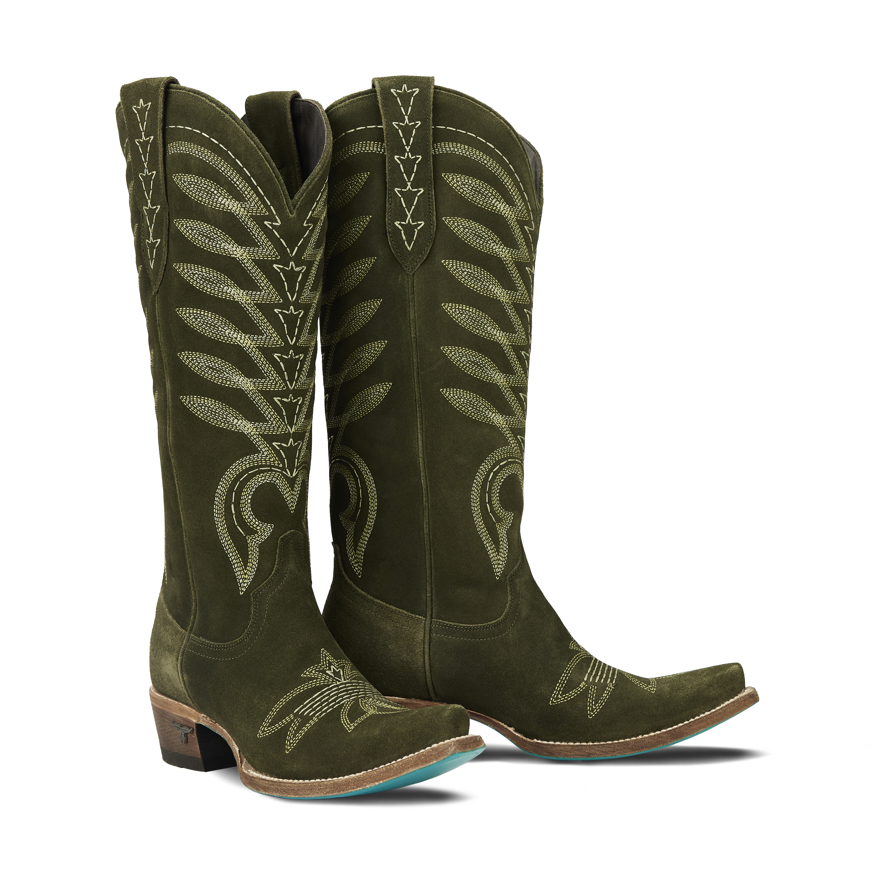 Squash Blossom Boot - Olive Suede Ladies Boot Western Fashion by Lane
