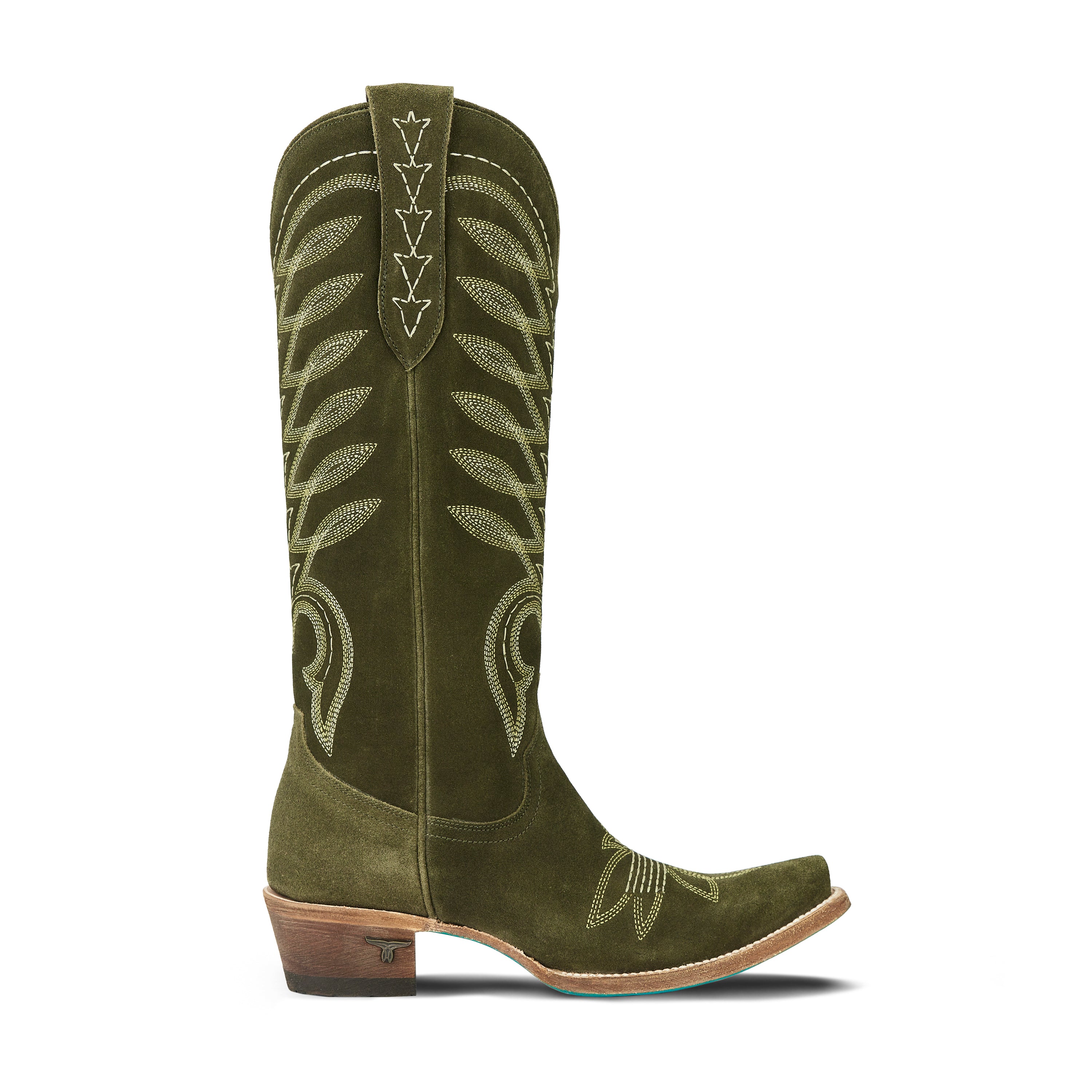 Squash Blossom Boot - Olive Suede Ladies Boot Western Fashion by Lane