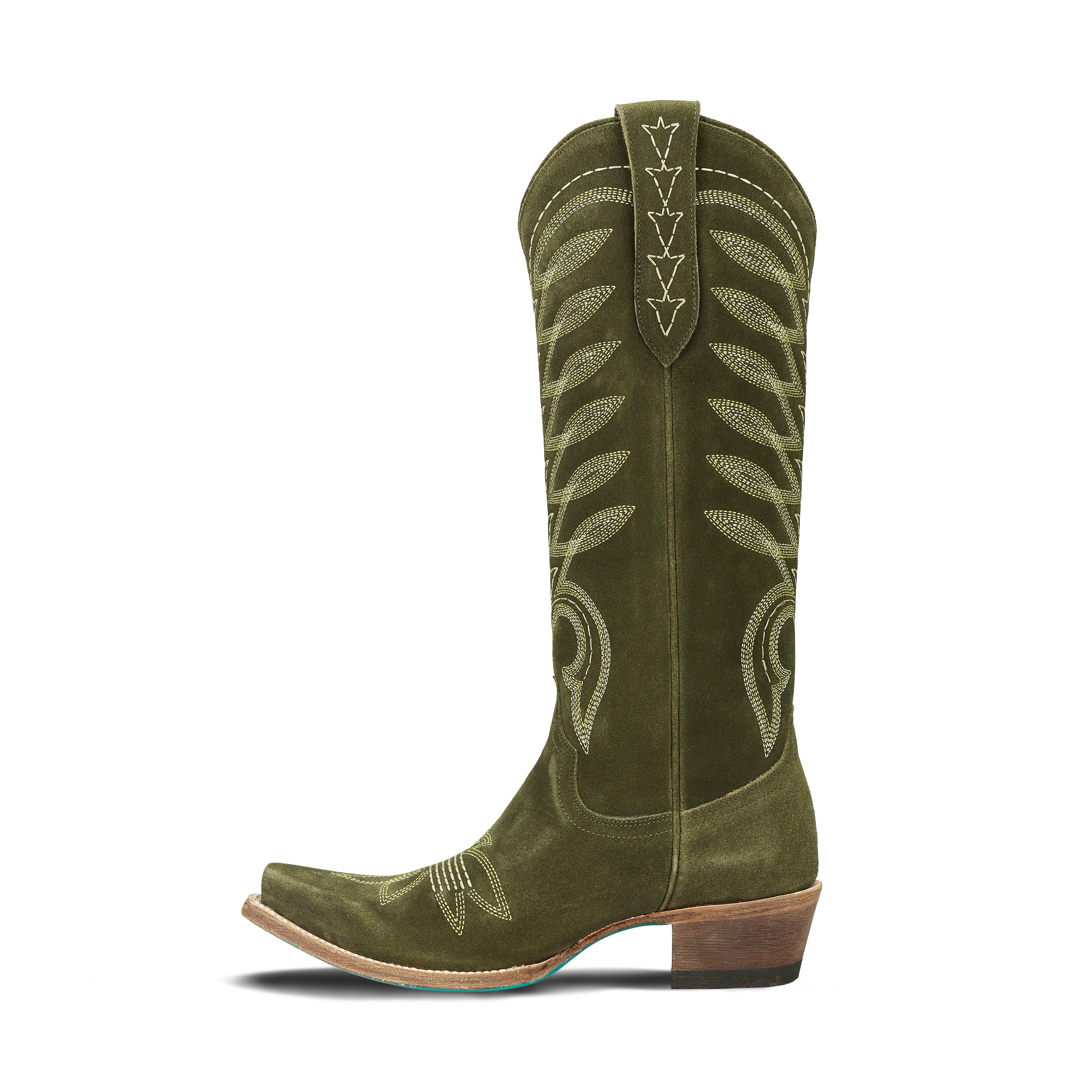 Squash Blossom Boot - Olive Suede Ladies Boot Western Fashion by Lane