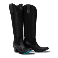 Jentry Knee High Boot - Jet Black & Soft Black Suede Ladies Boot Jet Black Western Fashion by Lane