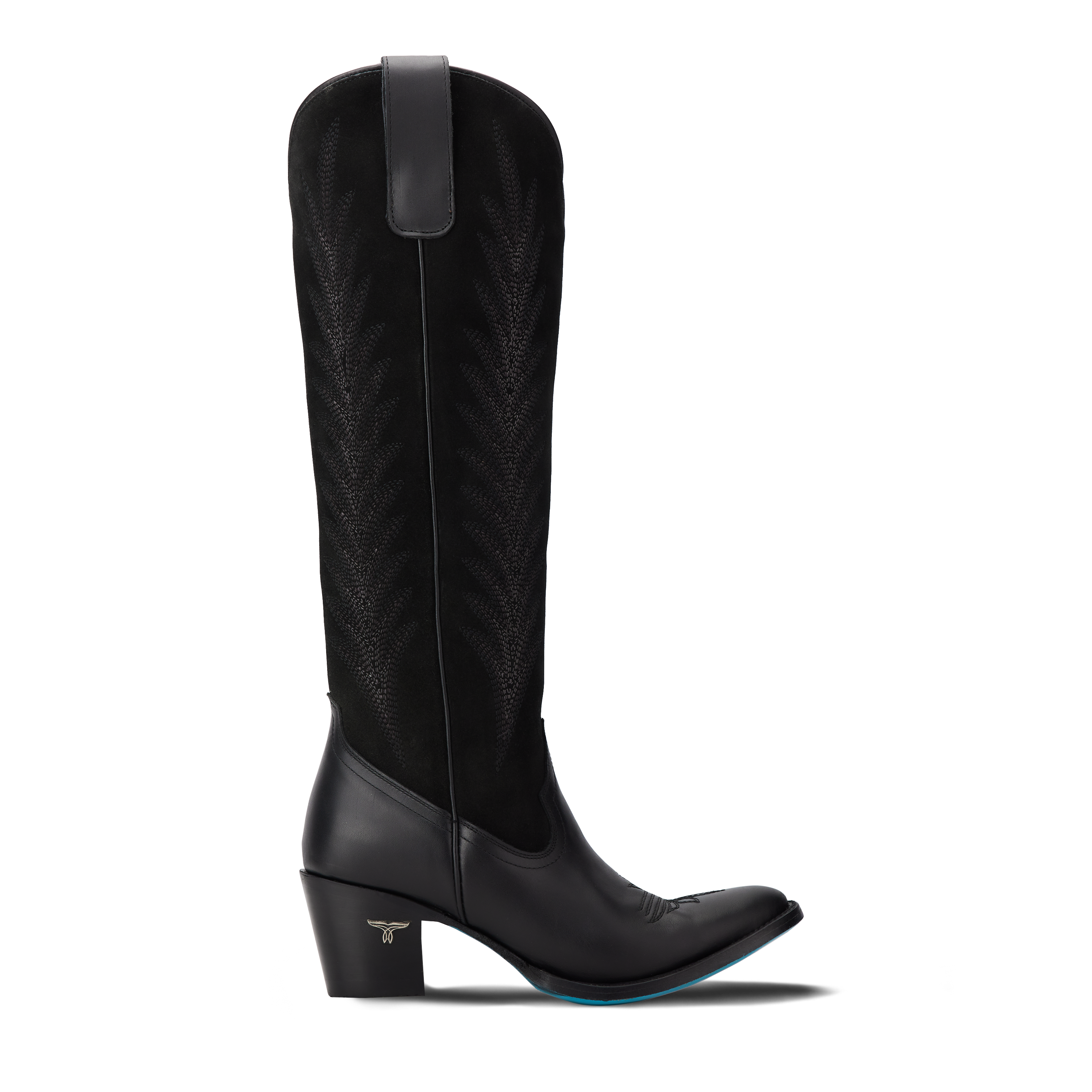 Jentry Knee High Boot - Jet Black & Soft Black Suede Ladies Boot Western Fashion by Lane