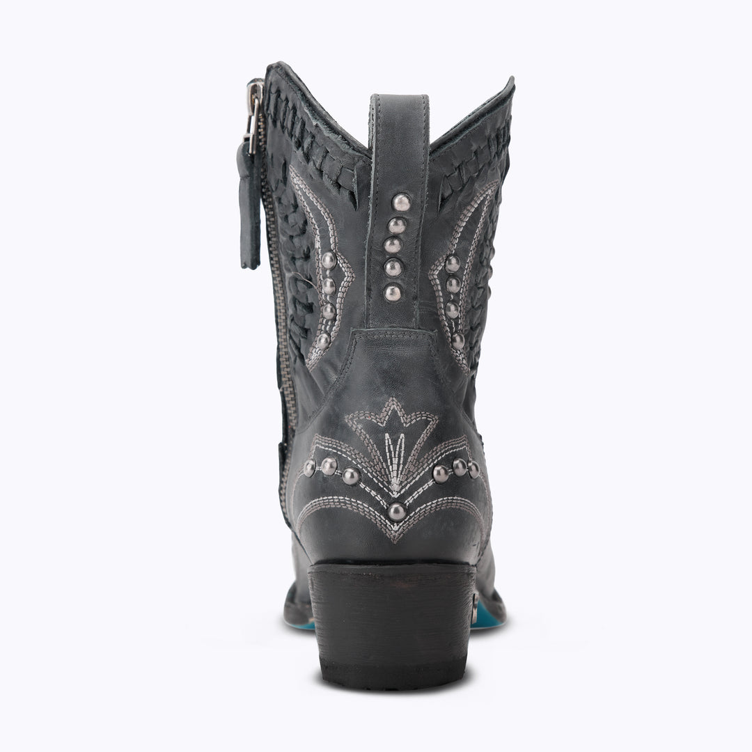 Cossette Bootie - Distressed Jet Black Ladies Bootie Western Fashion by Lane