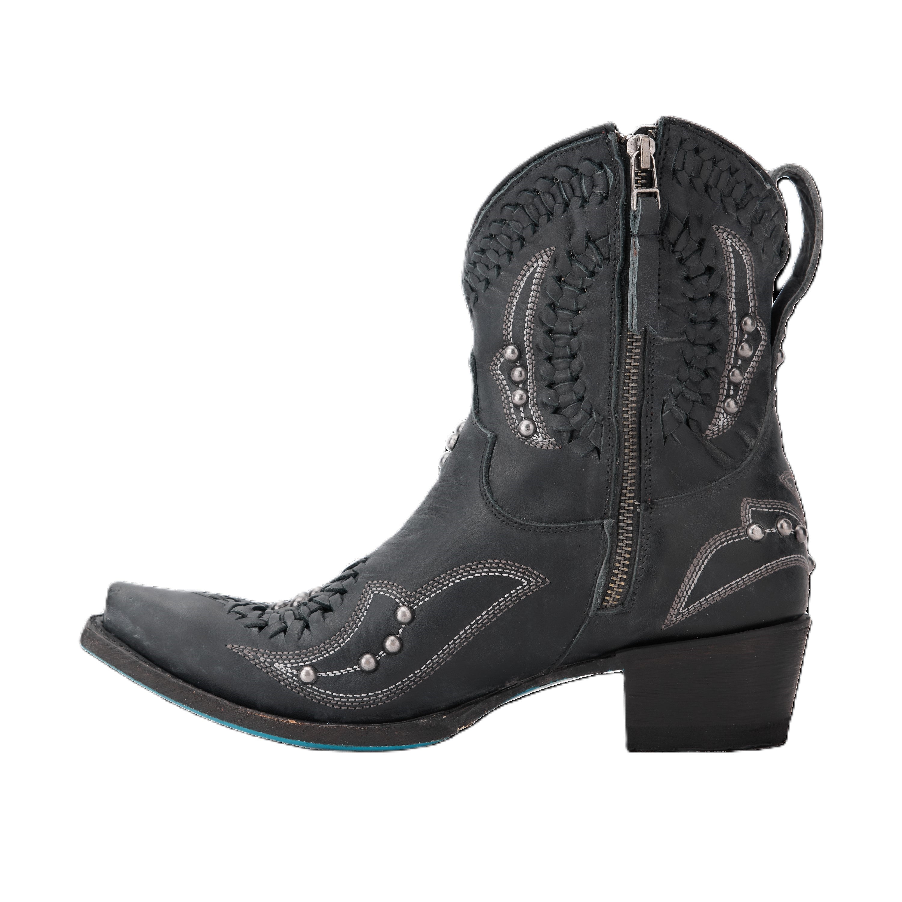 Cossette Bootie - Distressed Jet Black Ladies Bootie Western Fashion by Lane