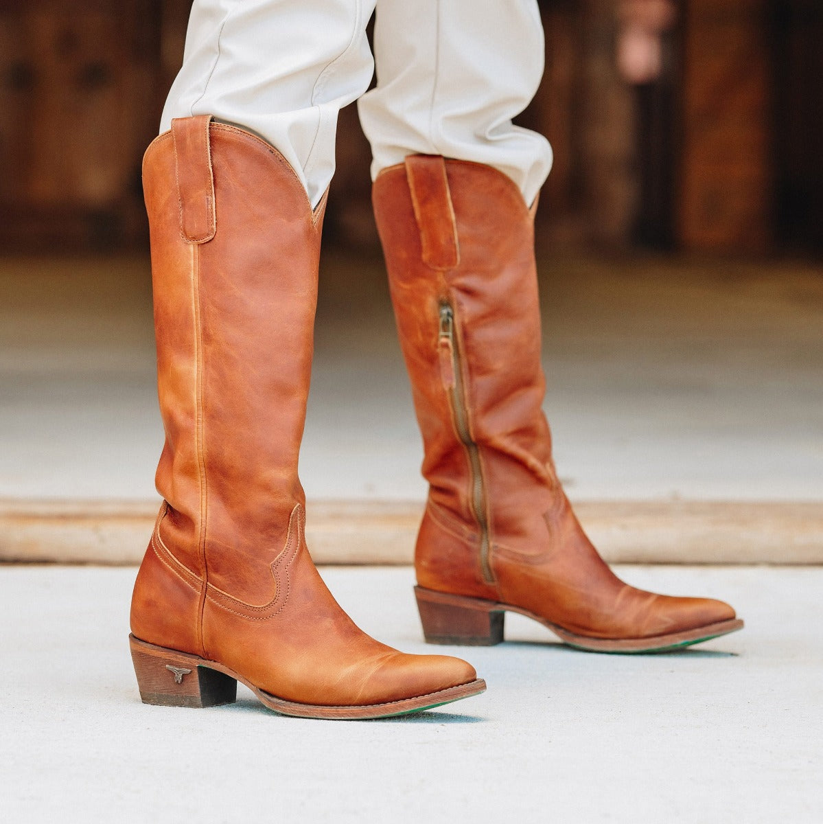 Plain leather cowboy on sale boots