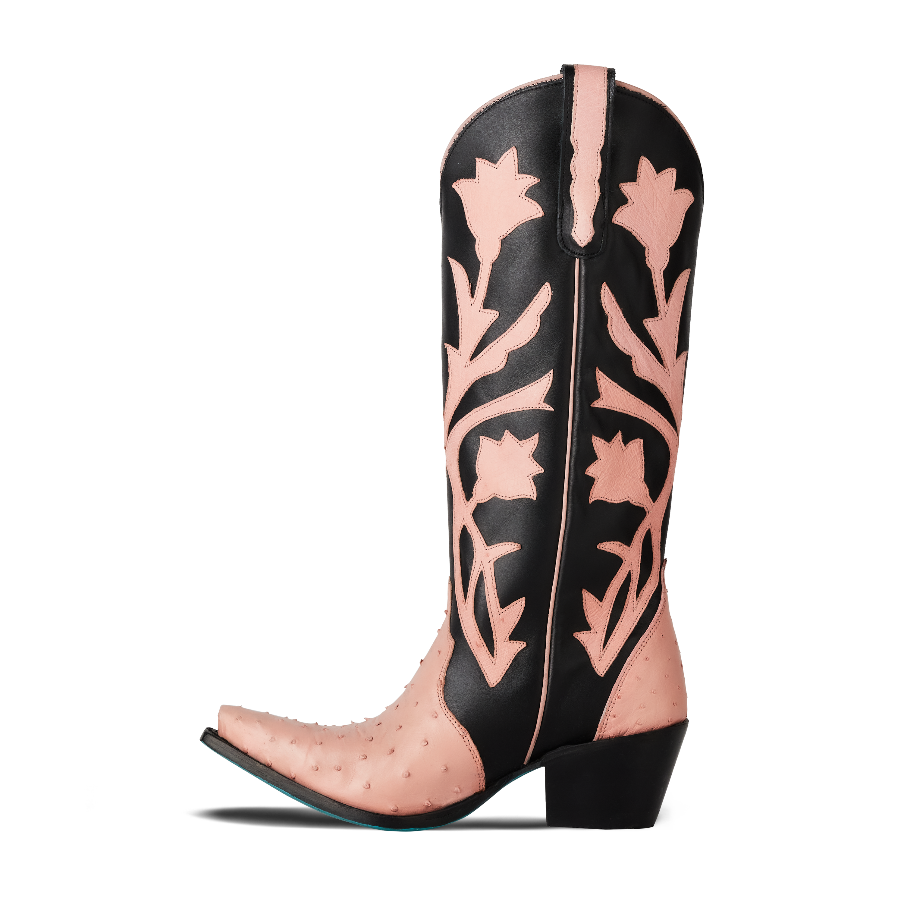 Jolene Exotic Boot - Blush Ostrich & Jet Black Ladies Boot Western Fashion by Lane