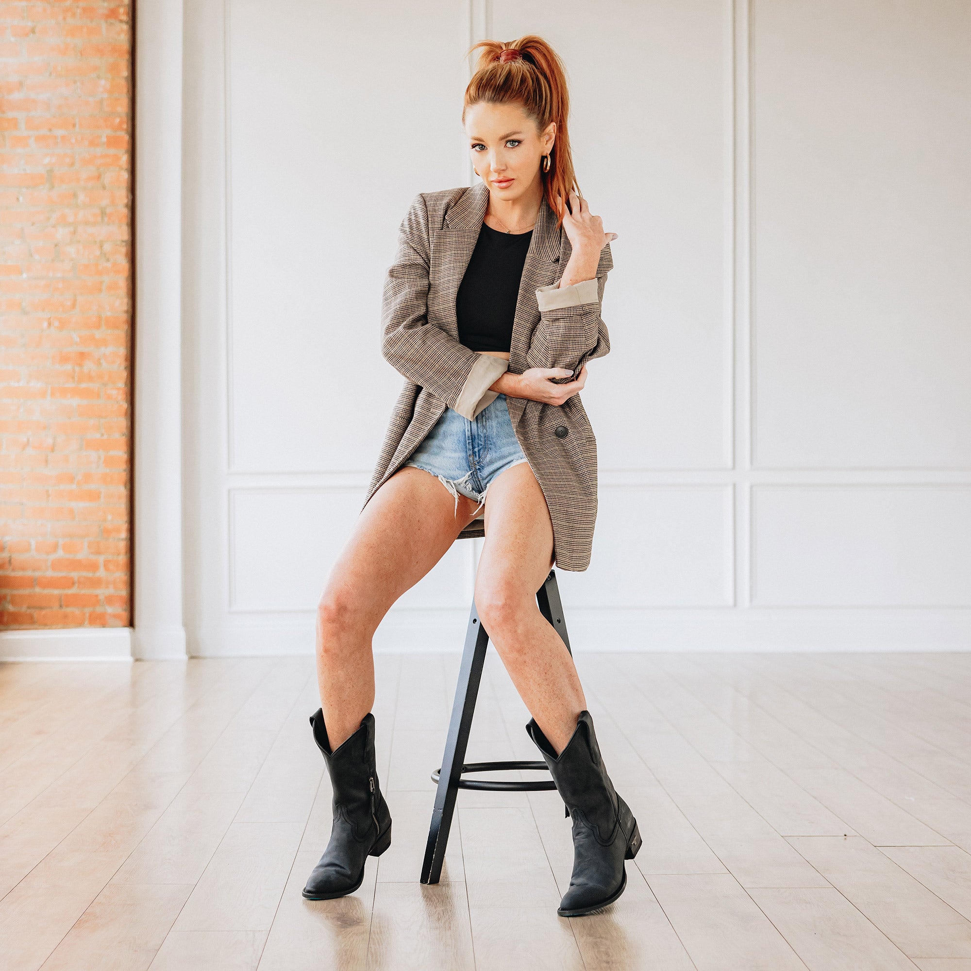 Plain Jane Midi - Matte Black Ladies Boot Western Fashion by Lane