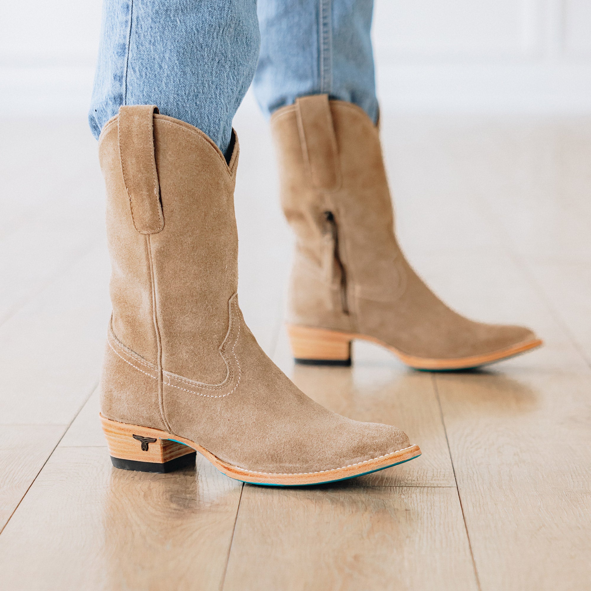 Plain Jane Midi - Latte Suede Ladies Boot Western Fashion by Lane