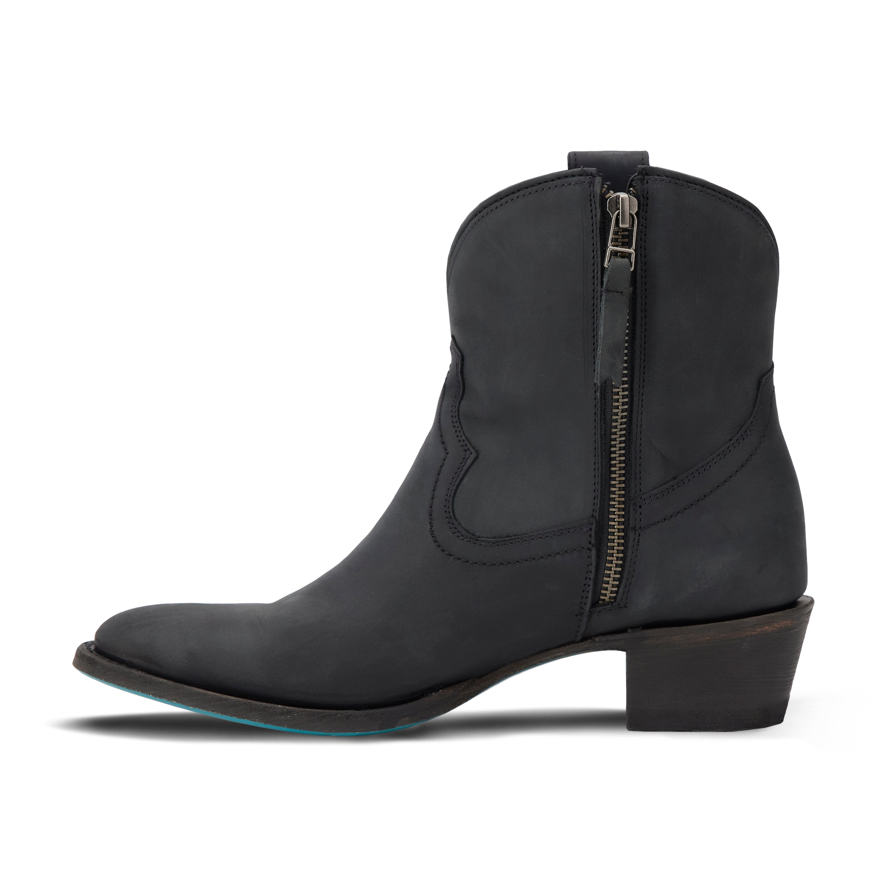 Plain Jane Bootie Womens Black Leather Booties Western Ankle Boots