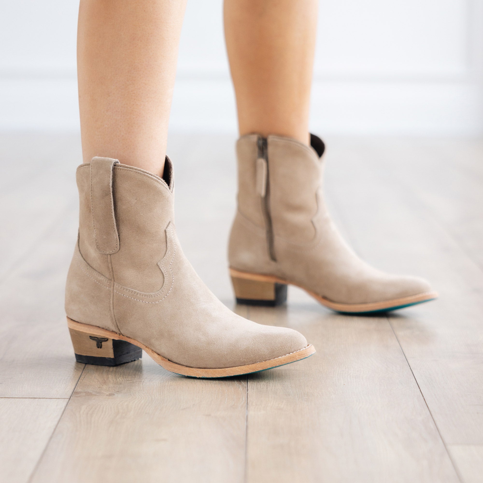 Plain Jane Bootie - Latte Suede Ladies Bootie Western Fashion by Lane