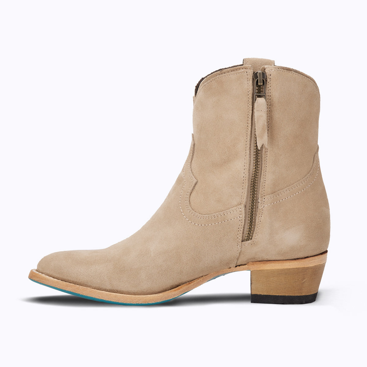 Plain Jane Bootie in Latte Suede Womens Western Ankle Boots