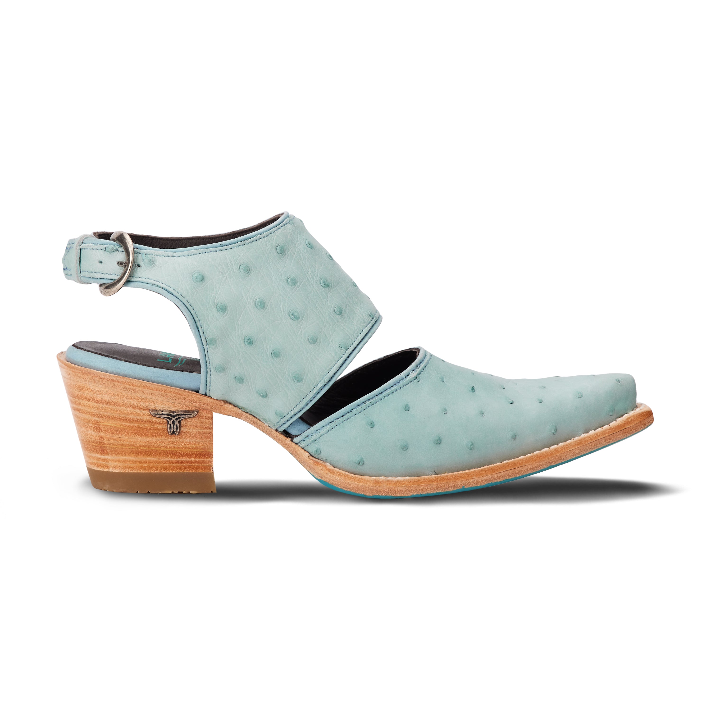 Plain Jane Slingback Mule - Powder Blue Ostrich Mule Western Fashion by Lane