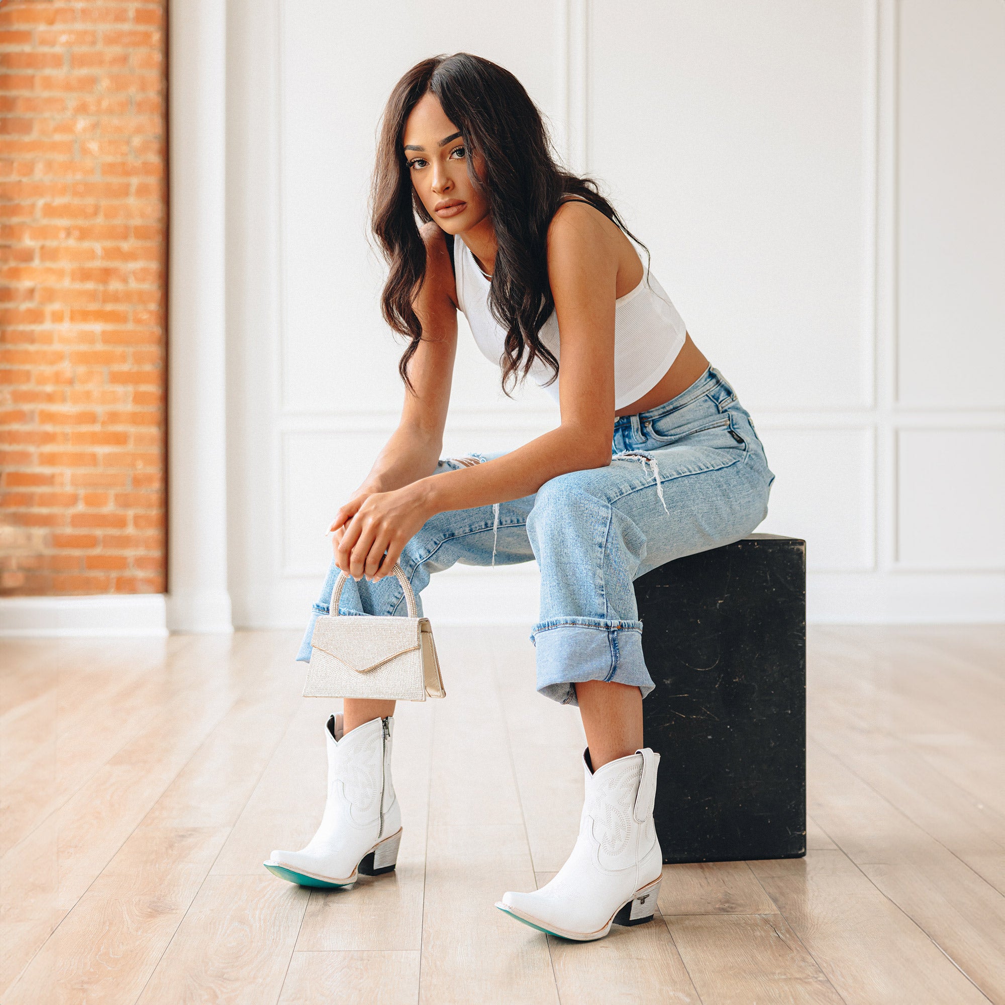Smokeshow Bootie - Matte White Ladies Bootie Western Fashion by Lane