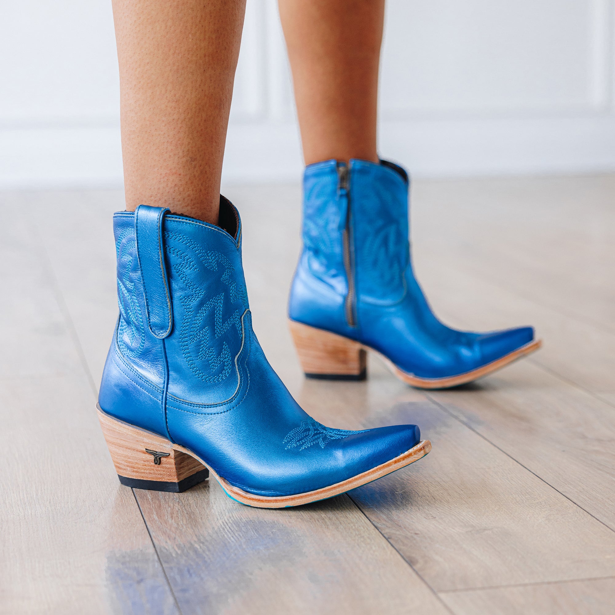 Smokeshow Bootie - Cobalt Metallic Ladies Bootie Western Fashion by Lane