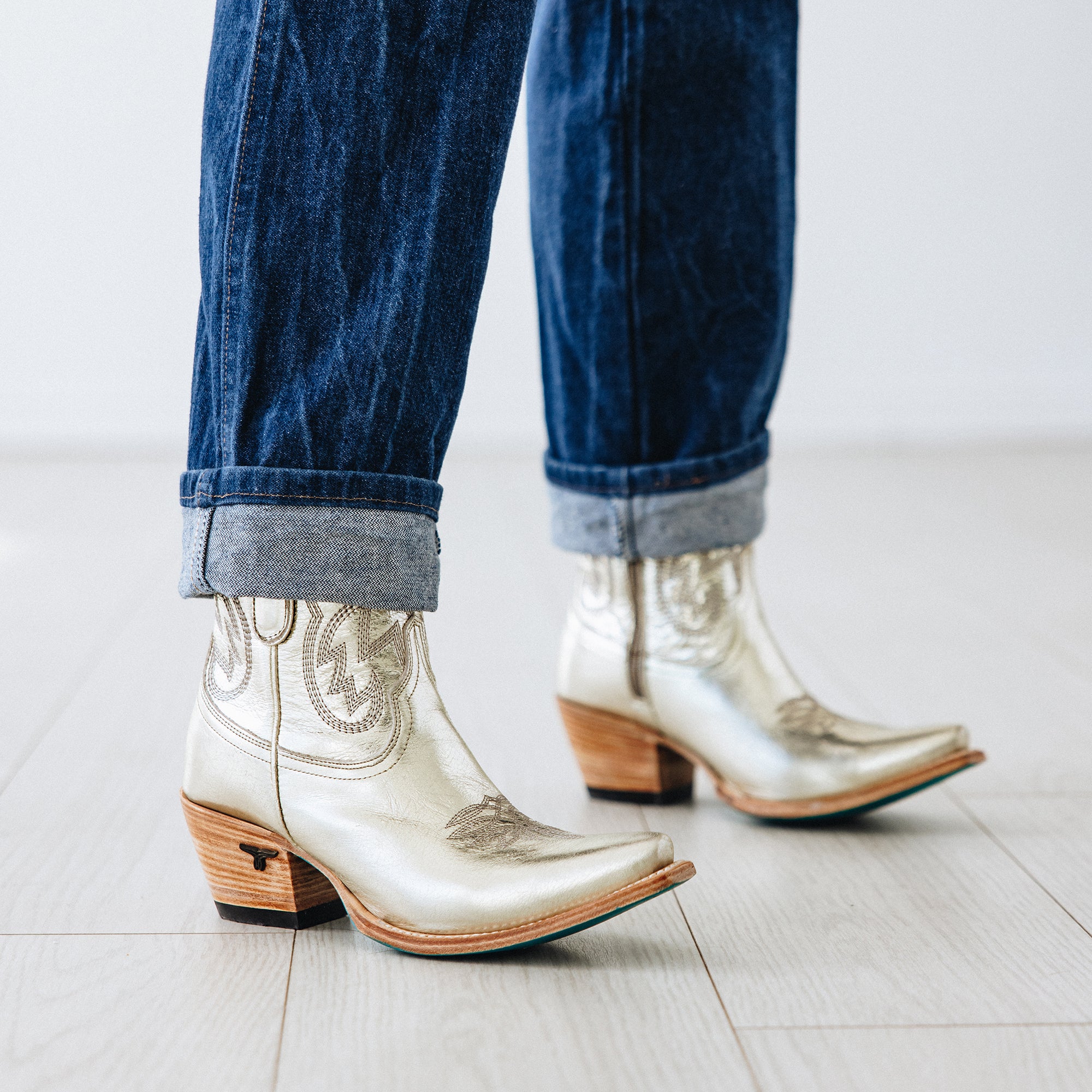 Smokeshow Bootie - Champagne Metallic Ladies Bootie Western Fashion by Lane