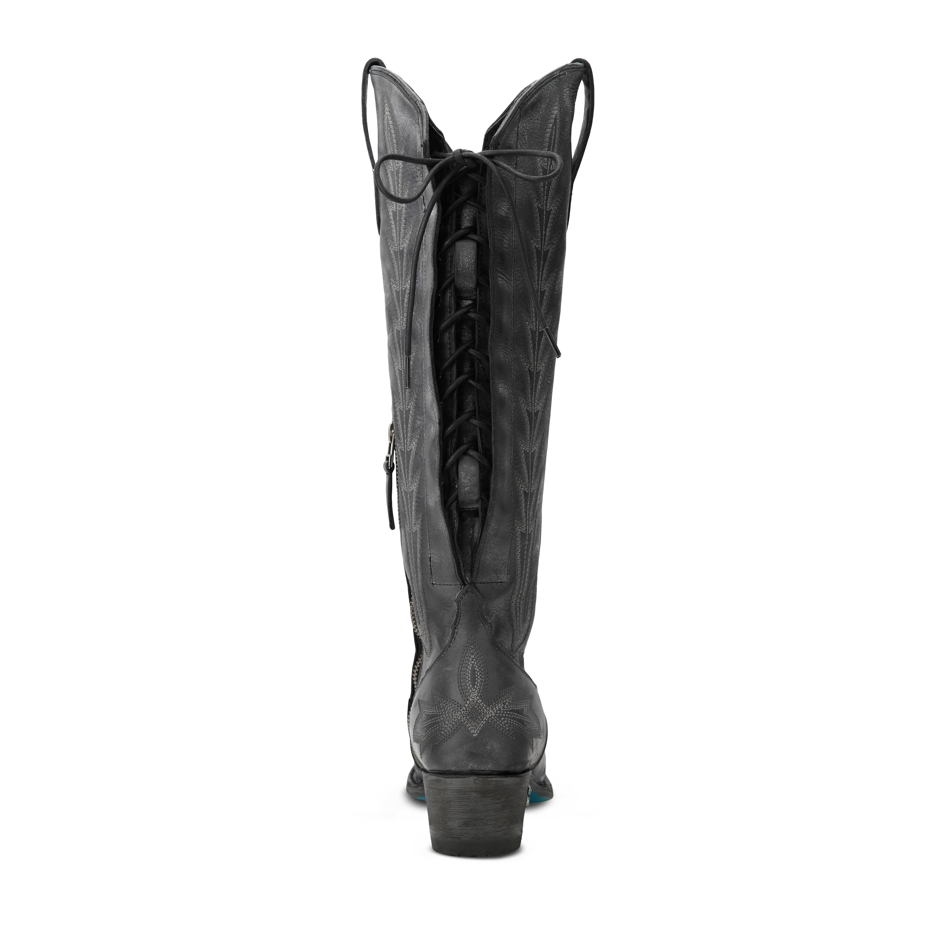 Lexington Knee High Corset- Distressed Jet Black**FINAL SALE** Ladies Boot Western Fashion by Lane