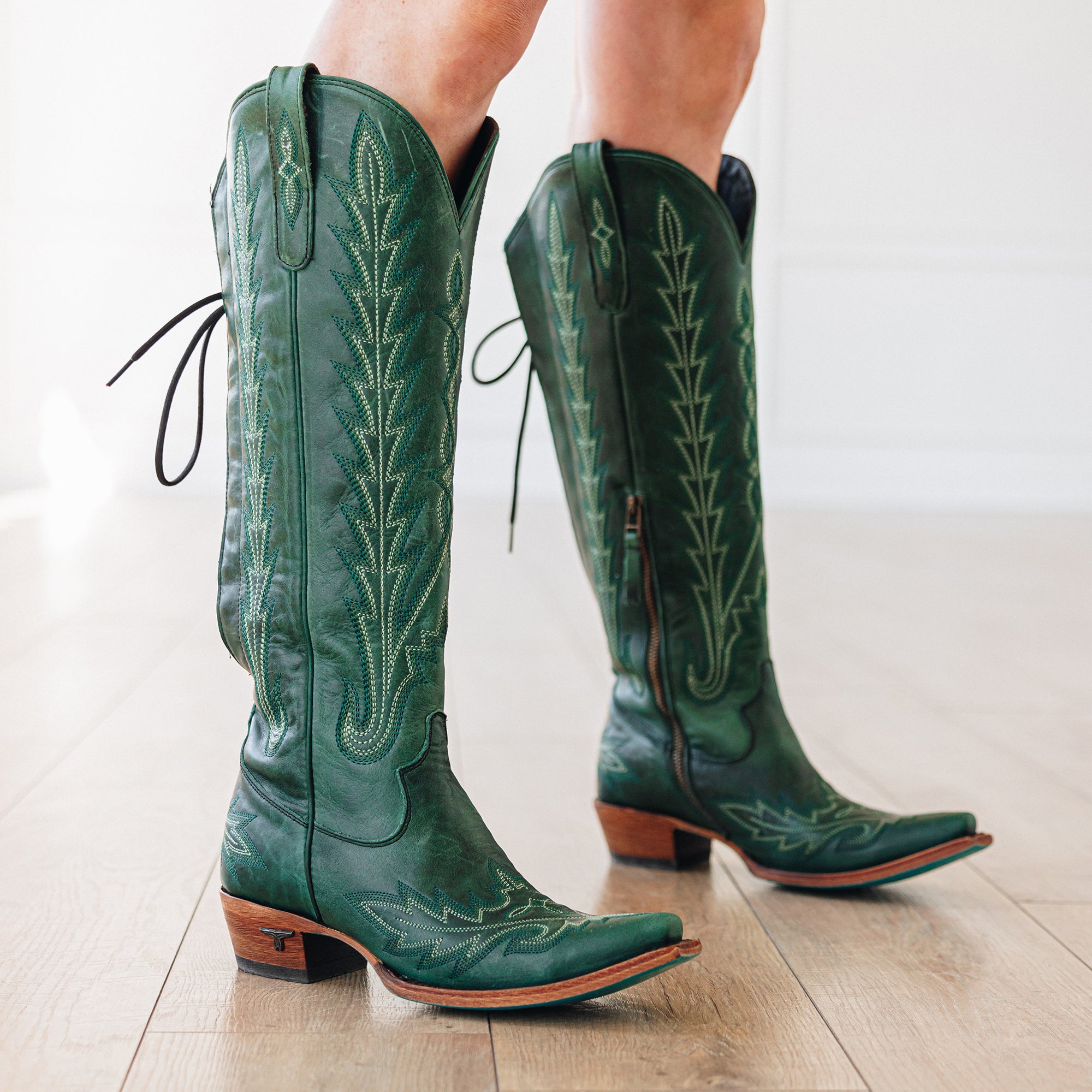 Lexington Knee High Corset - Emerald Ladies Boot Western Fashion by Lane