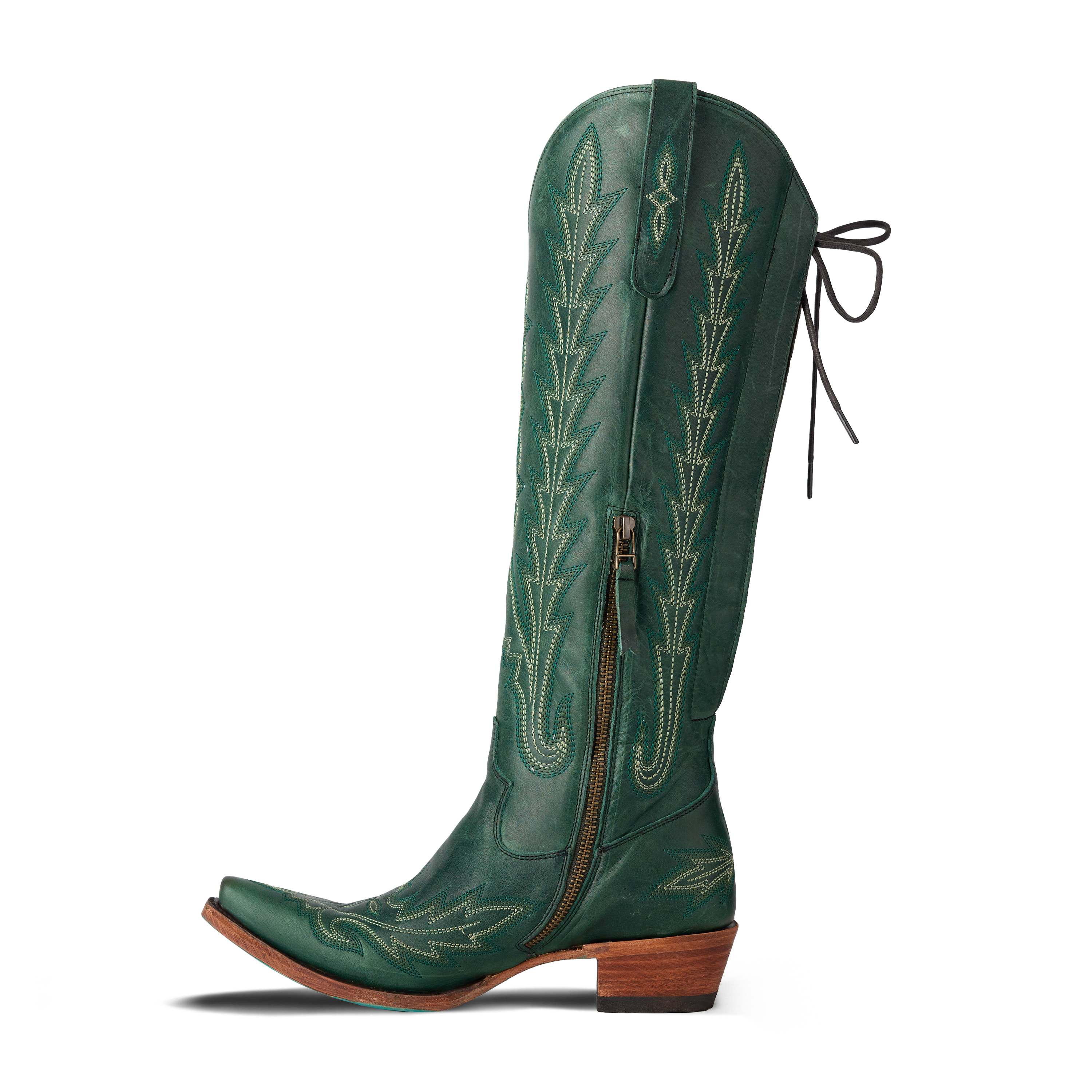 Lexington Knee High Corset - Emerald Ladies Boot Western Fashion by Lane
