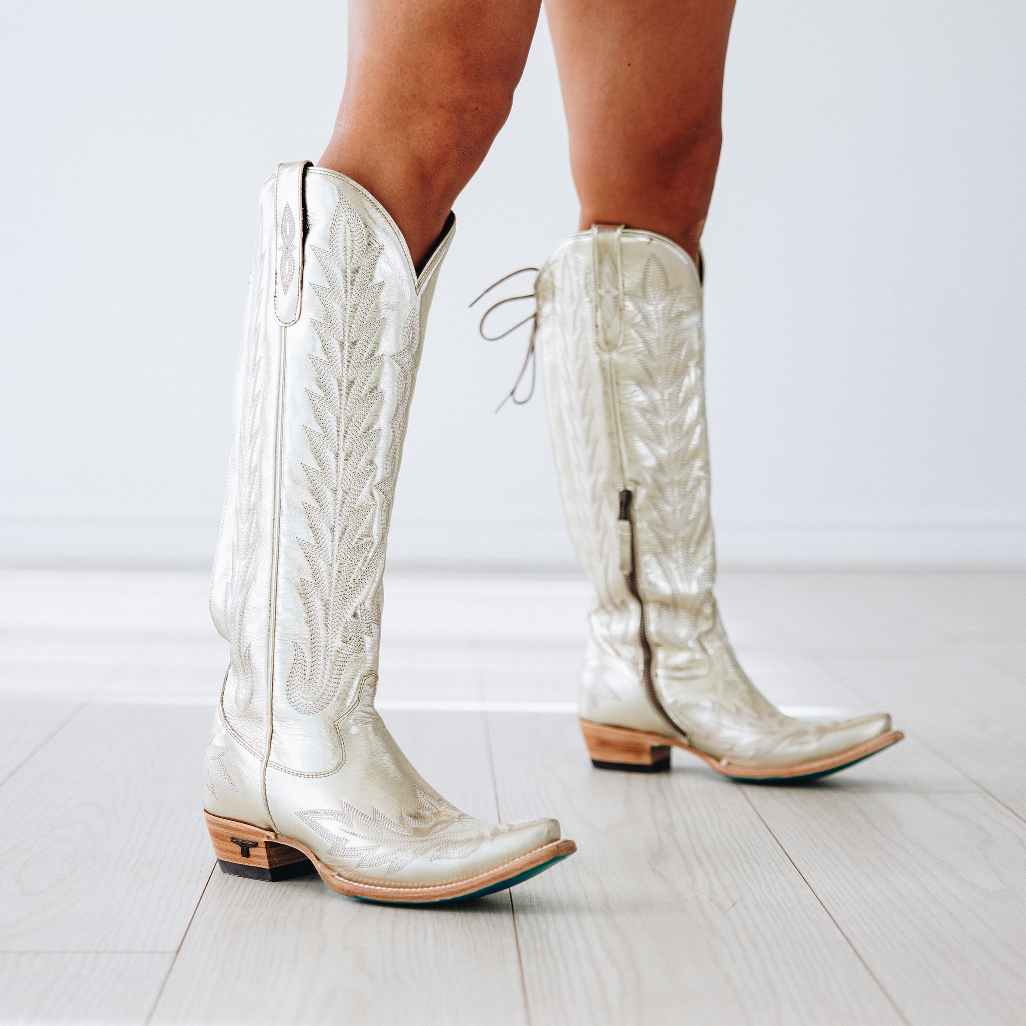 Lexington Knee High Corset - Champagne Metallic Ladies Boot Western Fashion by Lane