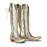 Lexington Knee High Corset - Champagne Metallic Ladies Boot Champagne Metallic Western Fashion by Lane