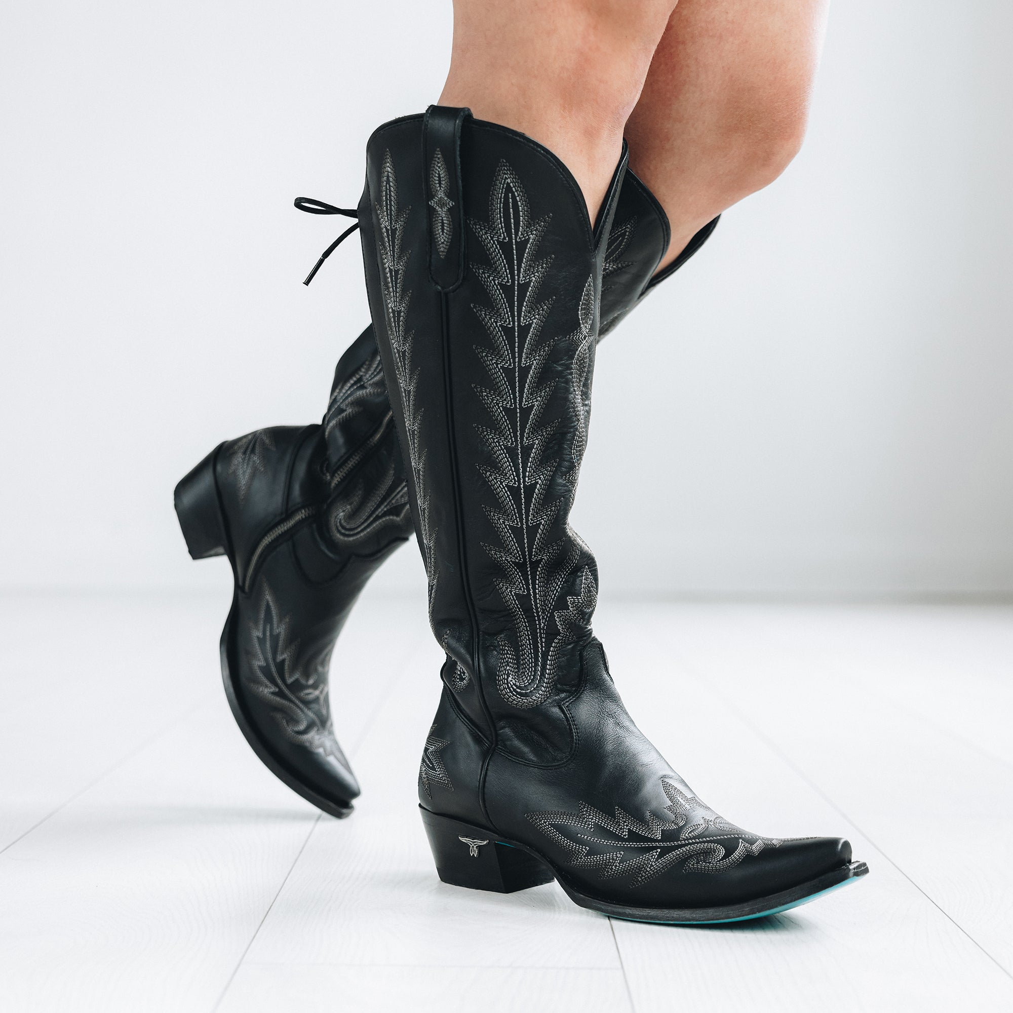 Lexington Knee High Corset - Jet Black Ladies Boot Western Fashion by Lane