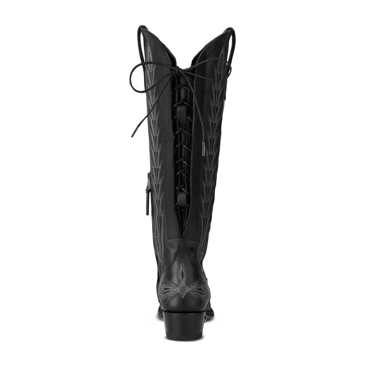 Lexington Knee High Corset Back - Jet Black Ladies Boot Western Fashion by Lane