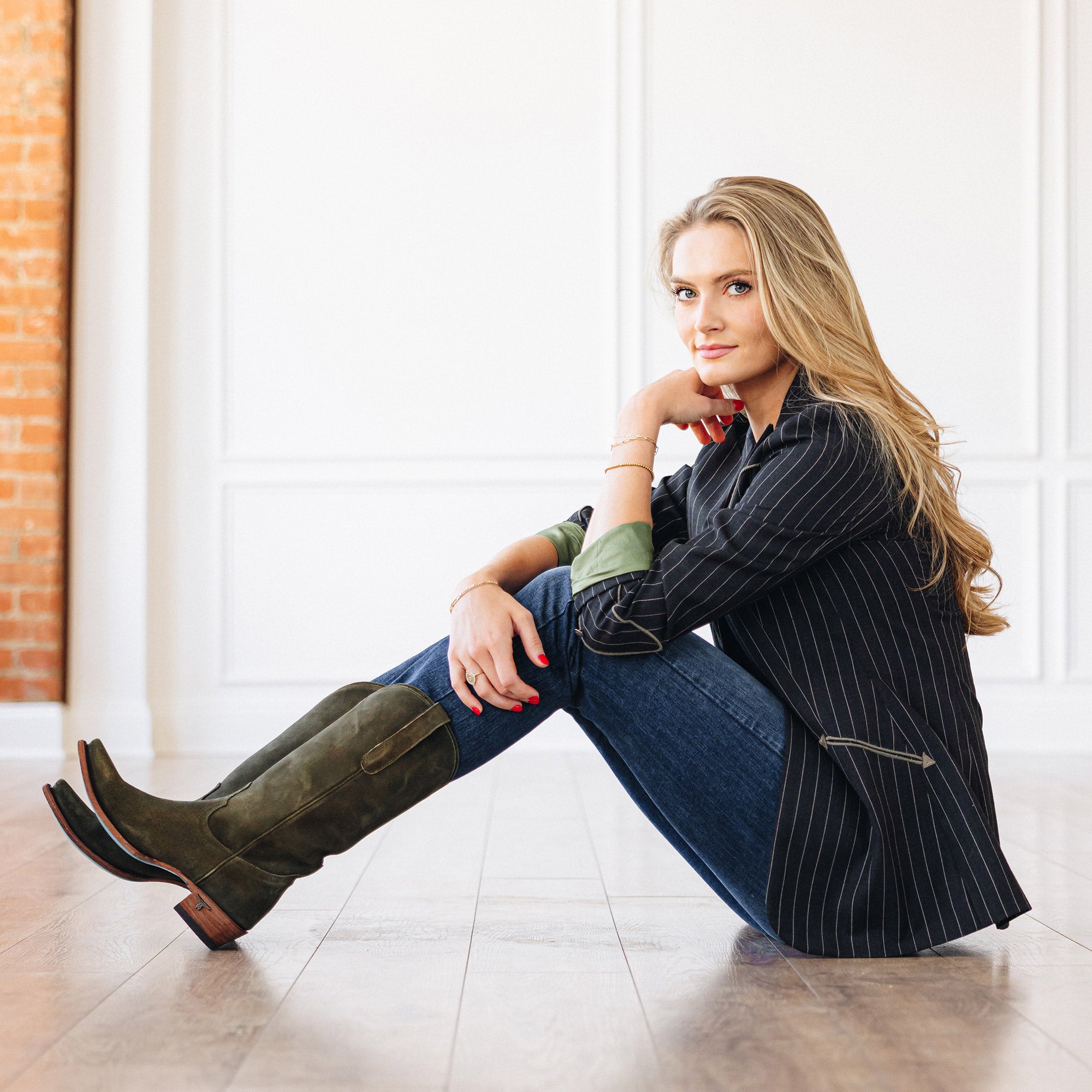 Emma Jane Boot - Olive Suede Ladies Boot Western Fashion by Lane