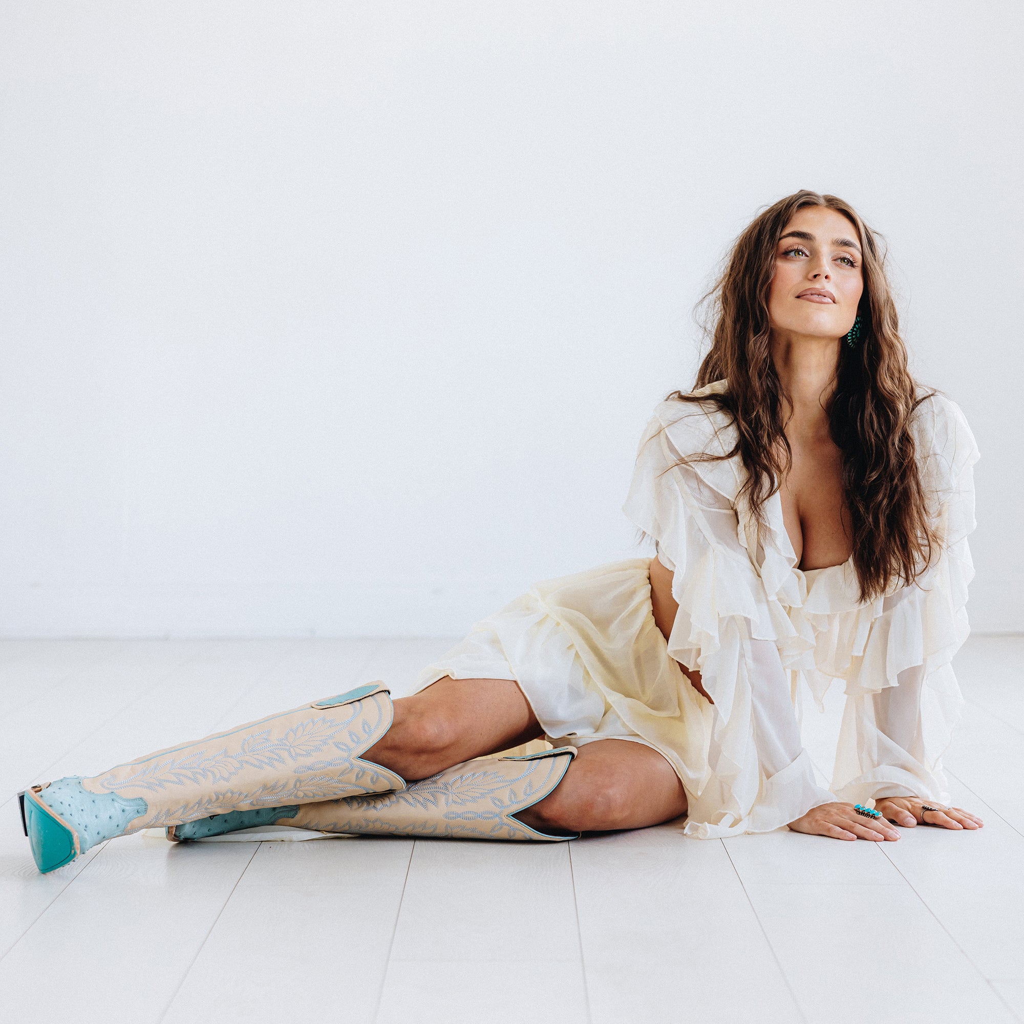 Sandaga Knee High - Powder Blue Ostrich