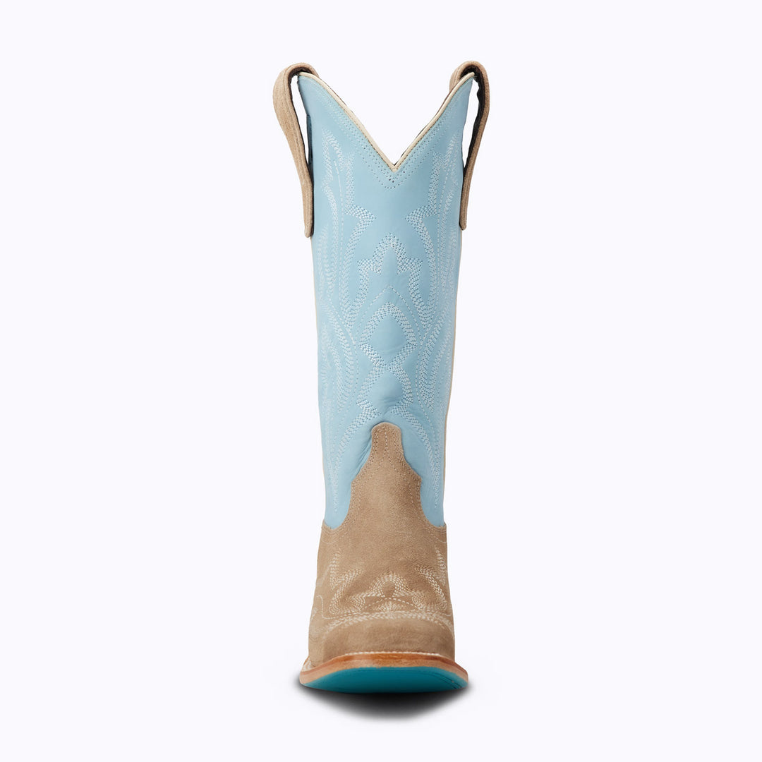 Saratoga Square x West Desperado - Latte Suede and Powder Blue Ladies Boot  Western Fashion by Lane