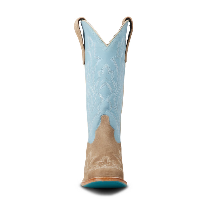 Saratoga Square Boot x West Desperado - Latte Suede and Powder Blue Ladies Boot Western Fashion by Lane