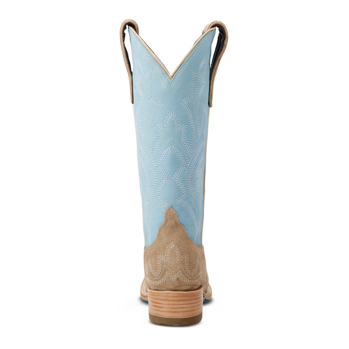 Saratoga Square Boot x West Desperado - Latte Suede and Powder Blue Ladies Boot Western Fashion by Lane