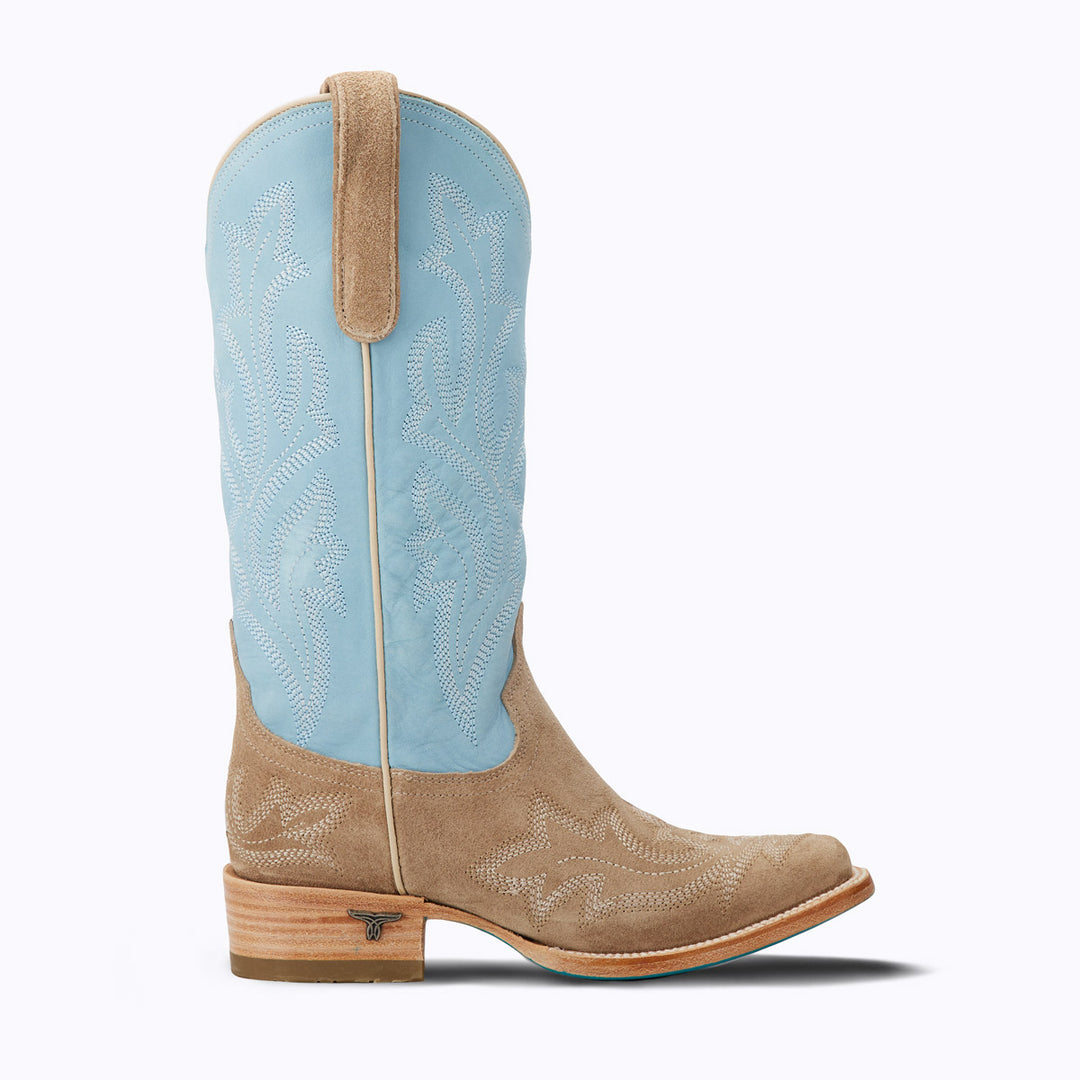 Saratoga Square x West Desperado - Latte Suede and Powder Blue Ladies Boot  Western Fashion by Lane