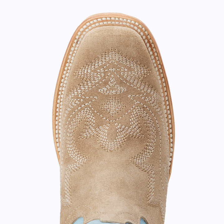 Saratoga Square x West Desperado - Latte Suede and Powder Blue Ladies Boot  Western Fashion by Lane