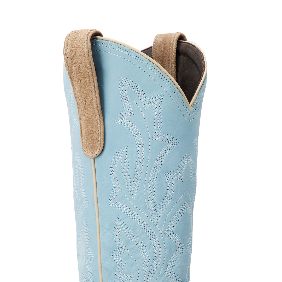 Saratoga Square Boot x West Desperado - Latte Suede and Powder Blue Ladies Boot Western Fashion by Lane